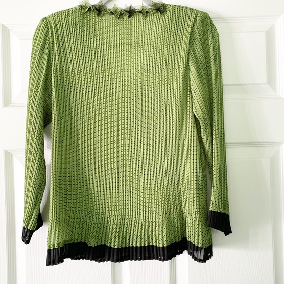 Vintage Great Cavalier by St. Paul Green/black Polka Dot Open Sheer Blouse Sz. M - Picture 7 of 10